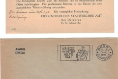 Eidgenössisches Statistisches Zentralamt Urgenz Meldungen 1941